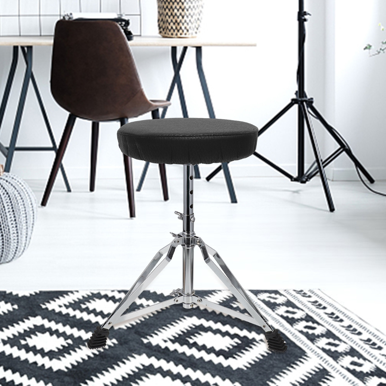 Home Office With Sofa - Super Round Stool Cover Black Cotton