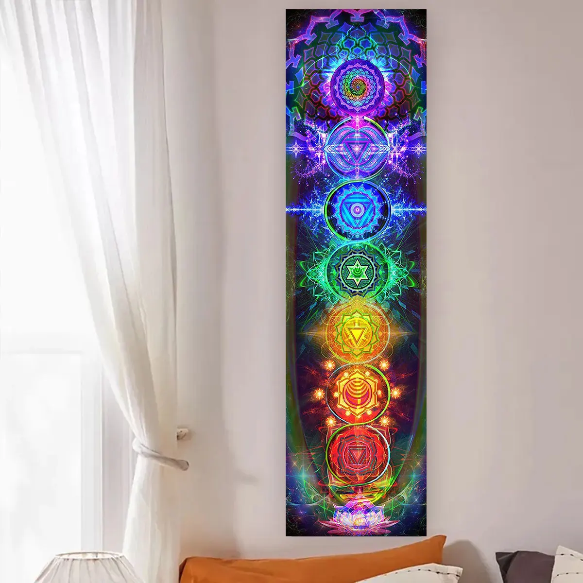 Colorful Chakra Wall Tapestry  - Home Office Yoga Room 评论和价格