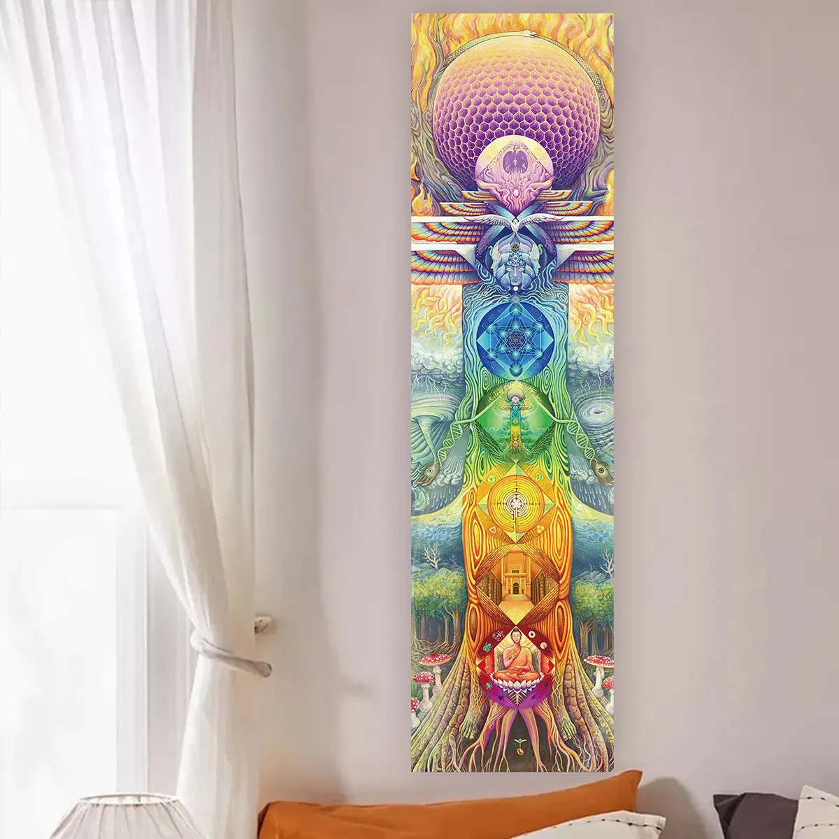 Colorful Chakra Wall Tapestry  - Home Office Yoga Room 评论和价格