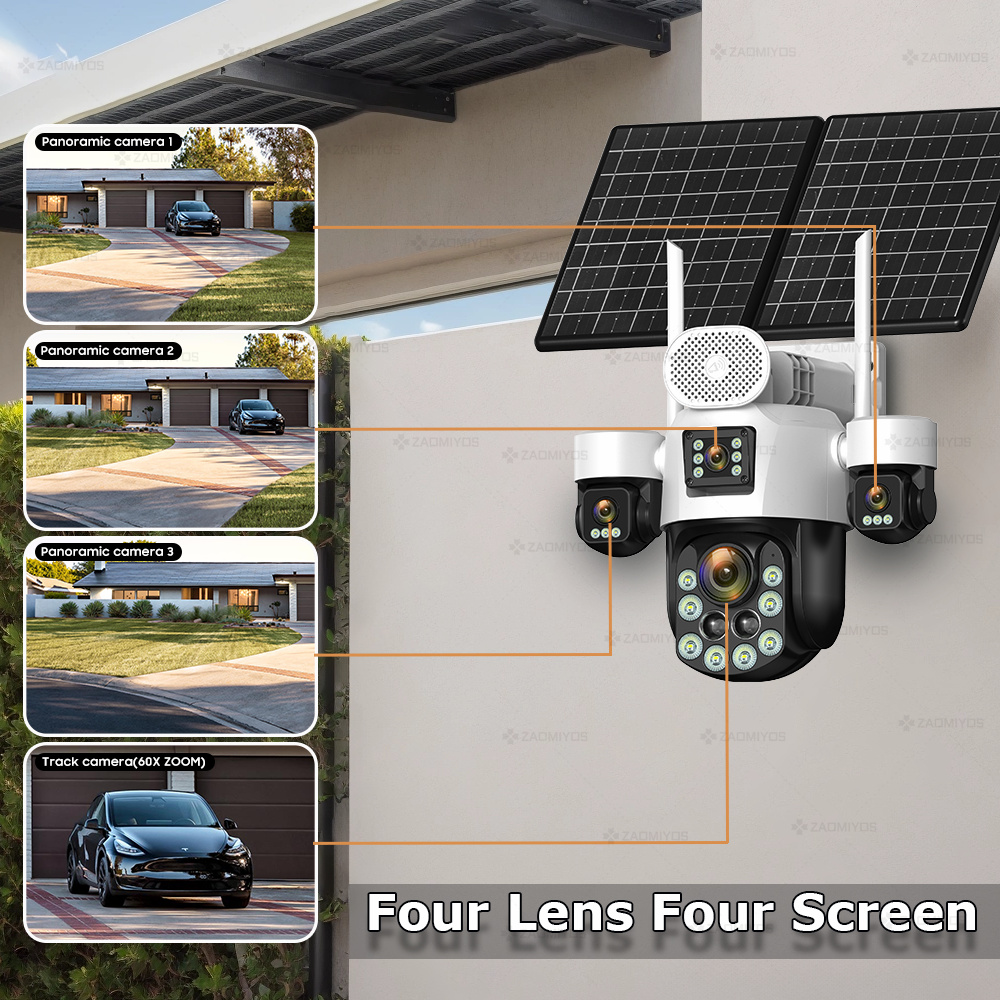4 Lens Outdoor 360° Surveillan - Home Office Zoom 评论和价格