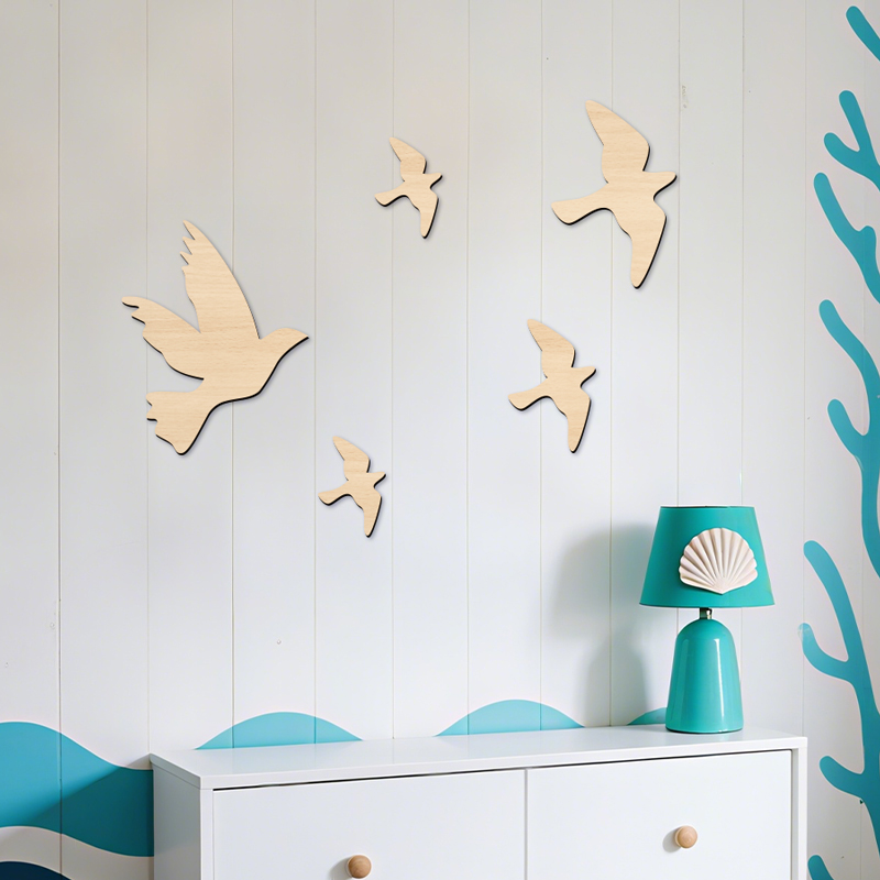 5Pcs Fly Birds Wooden Sign Sea - Home Office Yoga Room 评论和价格