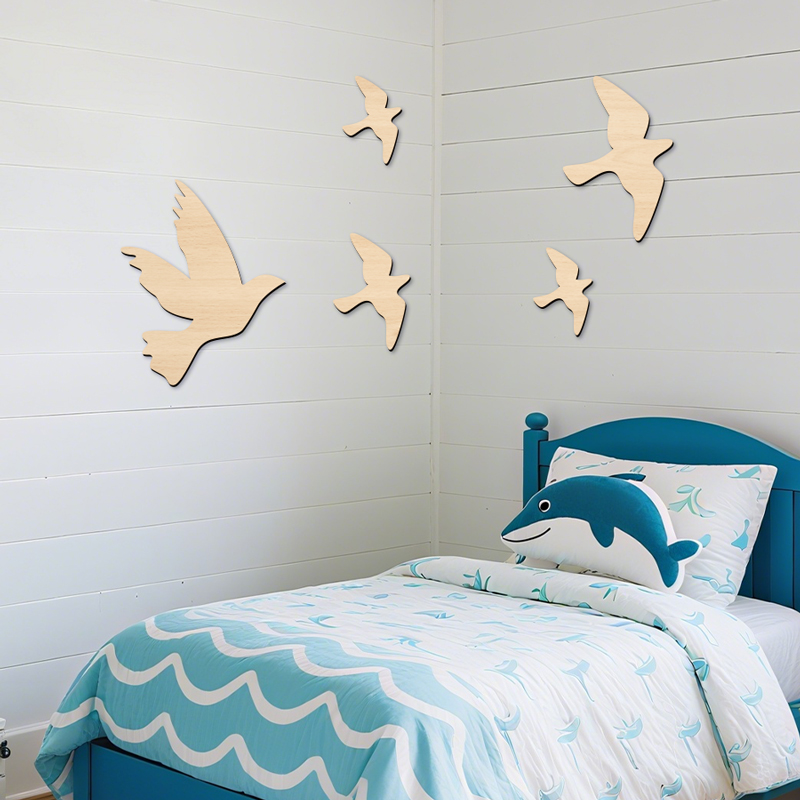 5Pcs Fly Birds Wooden Sign Sea - Home Office Yoga Room 评论和价格