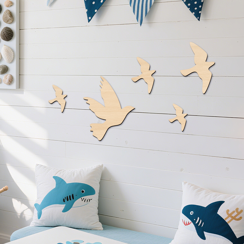 5Pcs Fly Birds Wooden Sign Sea - Home Office Yoga Room 评论和价格